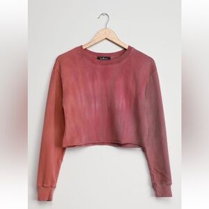 Lulus NWOT Cozy Washed Mauve Tie-Dye Cropped Pullover Sweatshirt Small